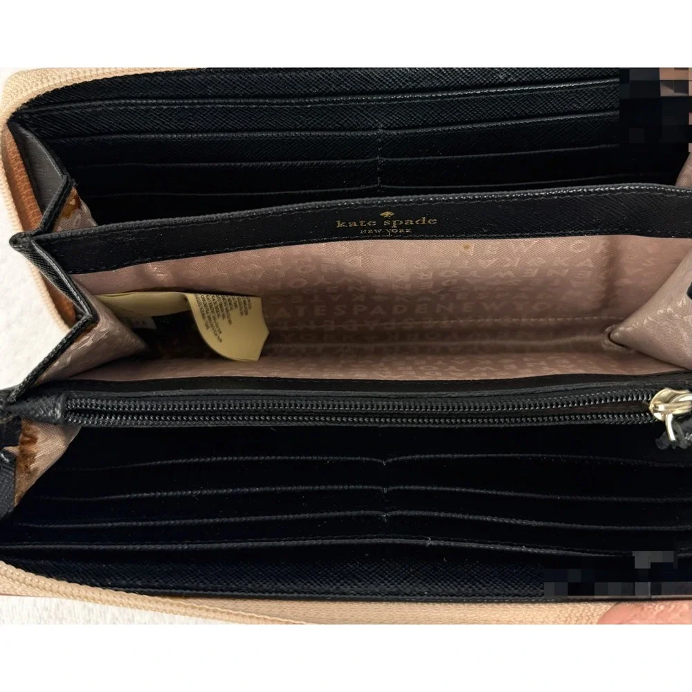 Kate Spade New York Rose Gold Glitter Zip Around Wallet Continental Clutch